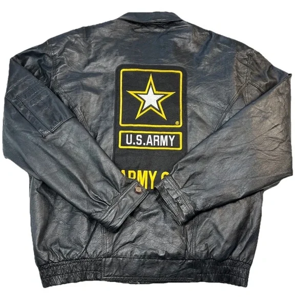 VINTAGE US ARMY LEATHER Bomber JACKET MENS Large Runs Larger See Measure Pics - Picture 4 of 10